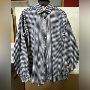 Thomas Dean Navy and White Men's Shirt Classic Cotton Rolled Cuff. Ole Miss